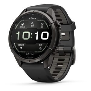 Garmin fenix 9 Pro 43mm Carbon Grey DLC Titanium with Black/Pebble Grey Silicone Band