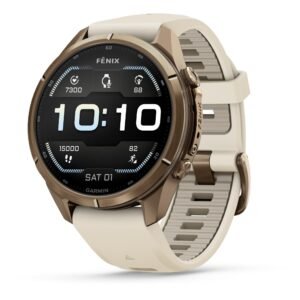 Garmin fenix 9 Pro 43mm Autumn Gold Titanium with Cream/French Grey Silicone Band