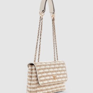 Guess Taupe multi giully ii convertible flap bag