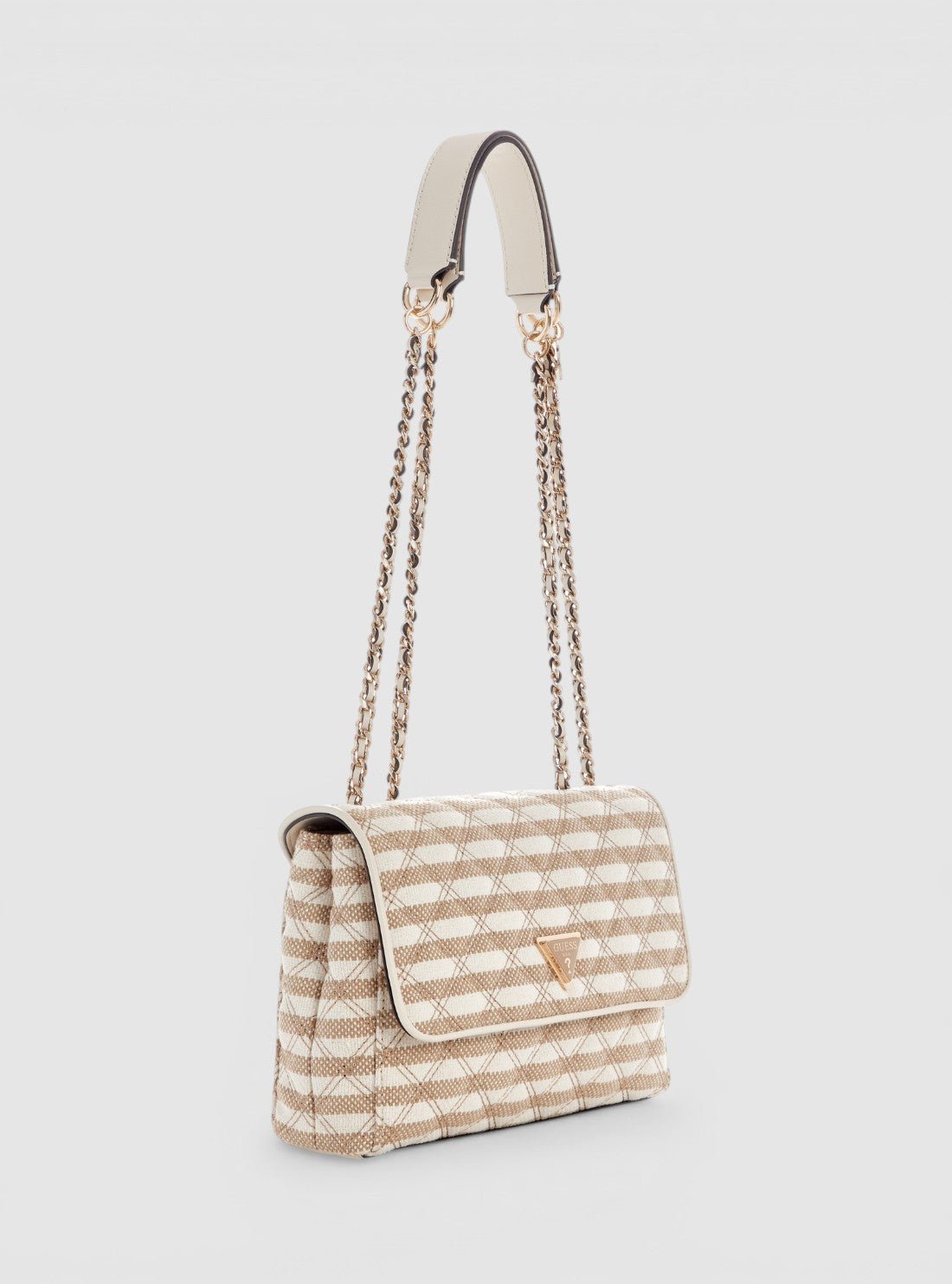 Guess Taupe multi giully ii convertible flap bag