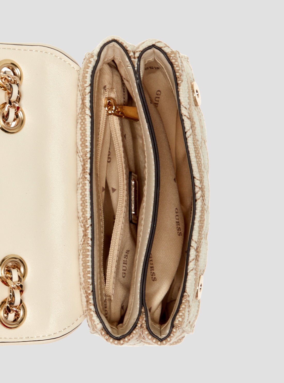 Guess Taupe giully ii mini convertible flap bag