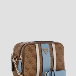 Guess Brown blue noelle ii camera crossbody bag