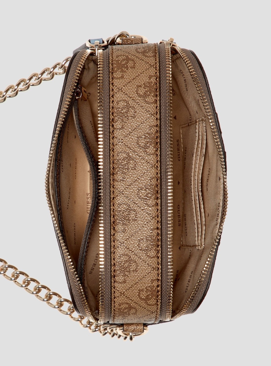 Guess Brown blue noelle ii camera crossbody bag