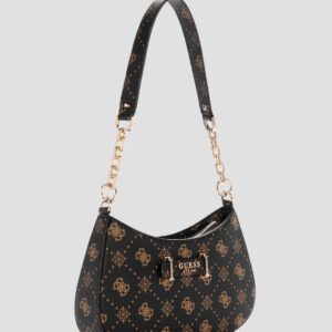 Guess Brown logo carrie top zip shoulder bag
