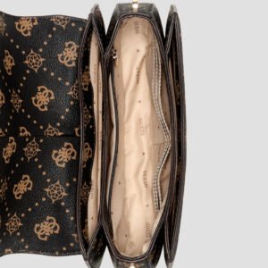 Guess Brown logo carrie flap shoulder bag