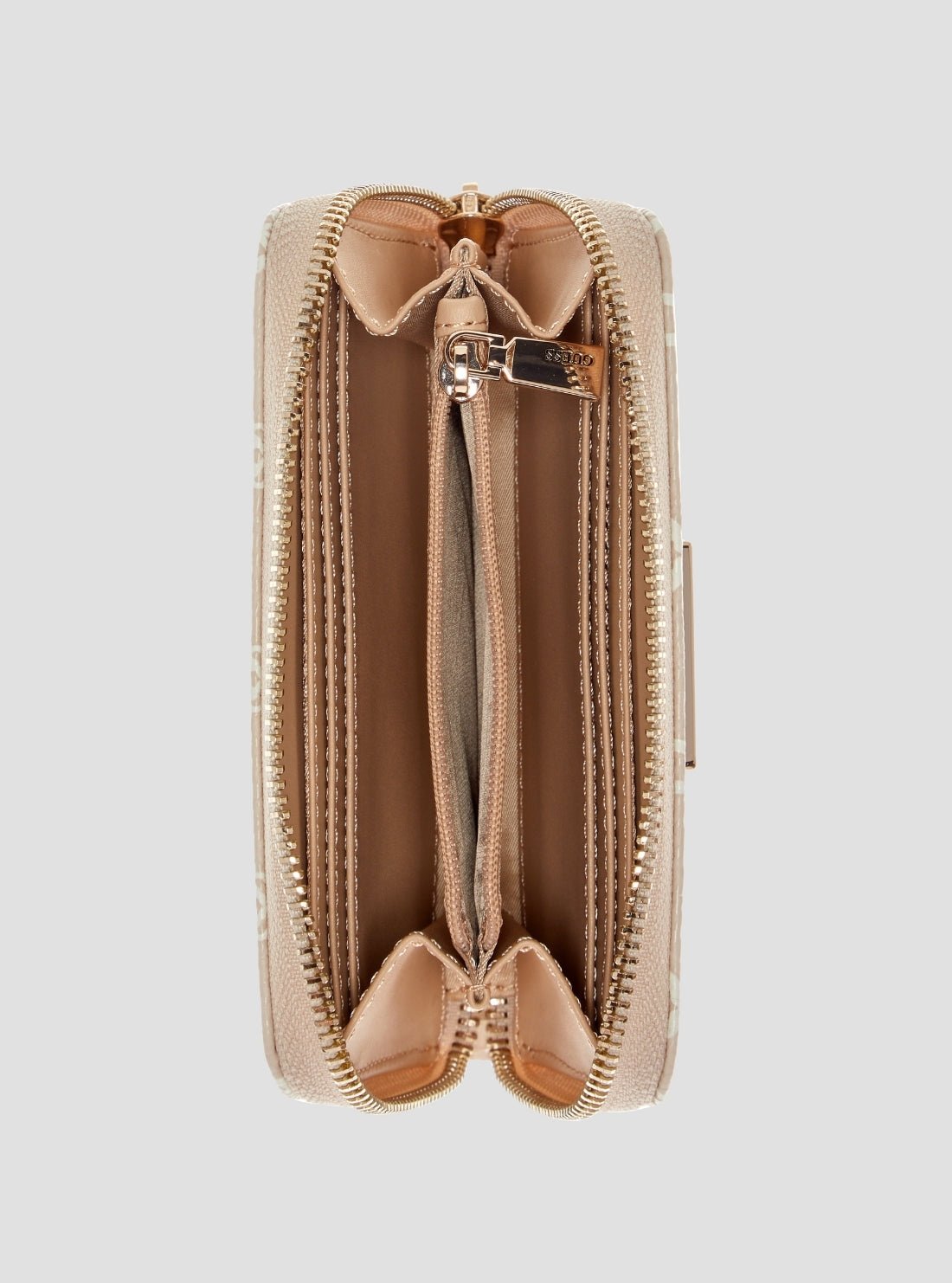 Guess White logo emelie medium zip around wallet