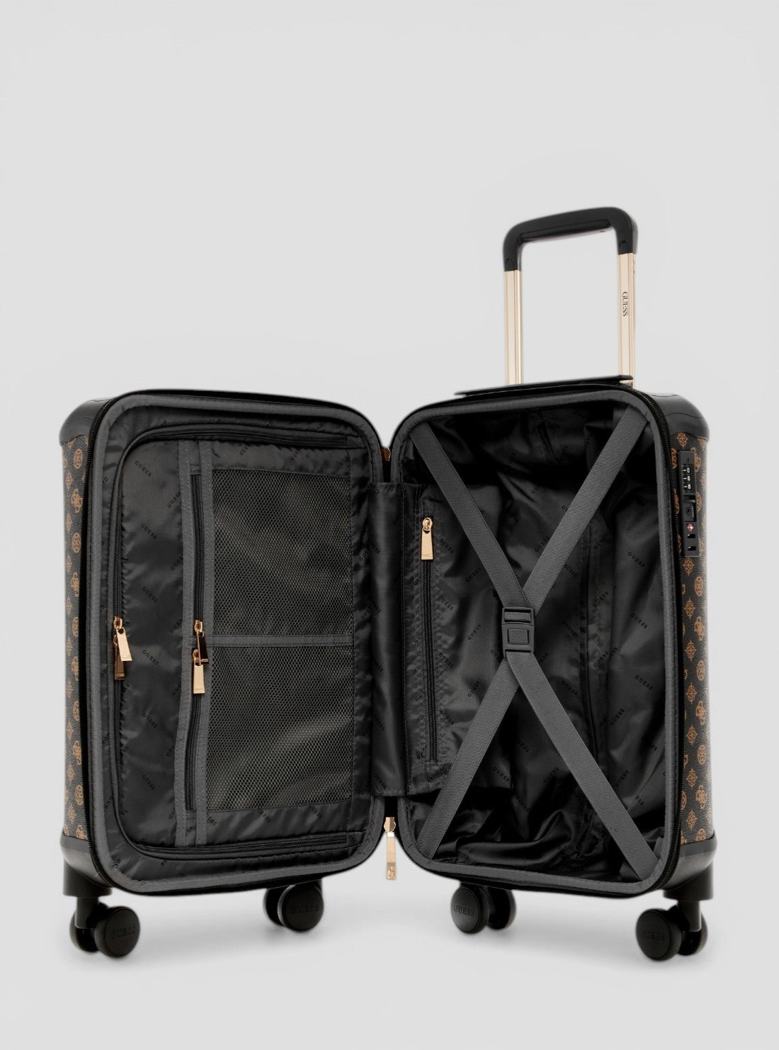 Guess Brown logo wilder 45cm suitcase
