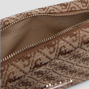 Guess Beige blanco logo jacquard camera bag