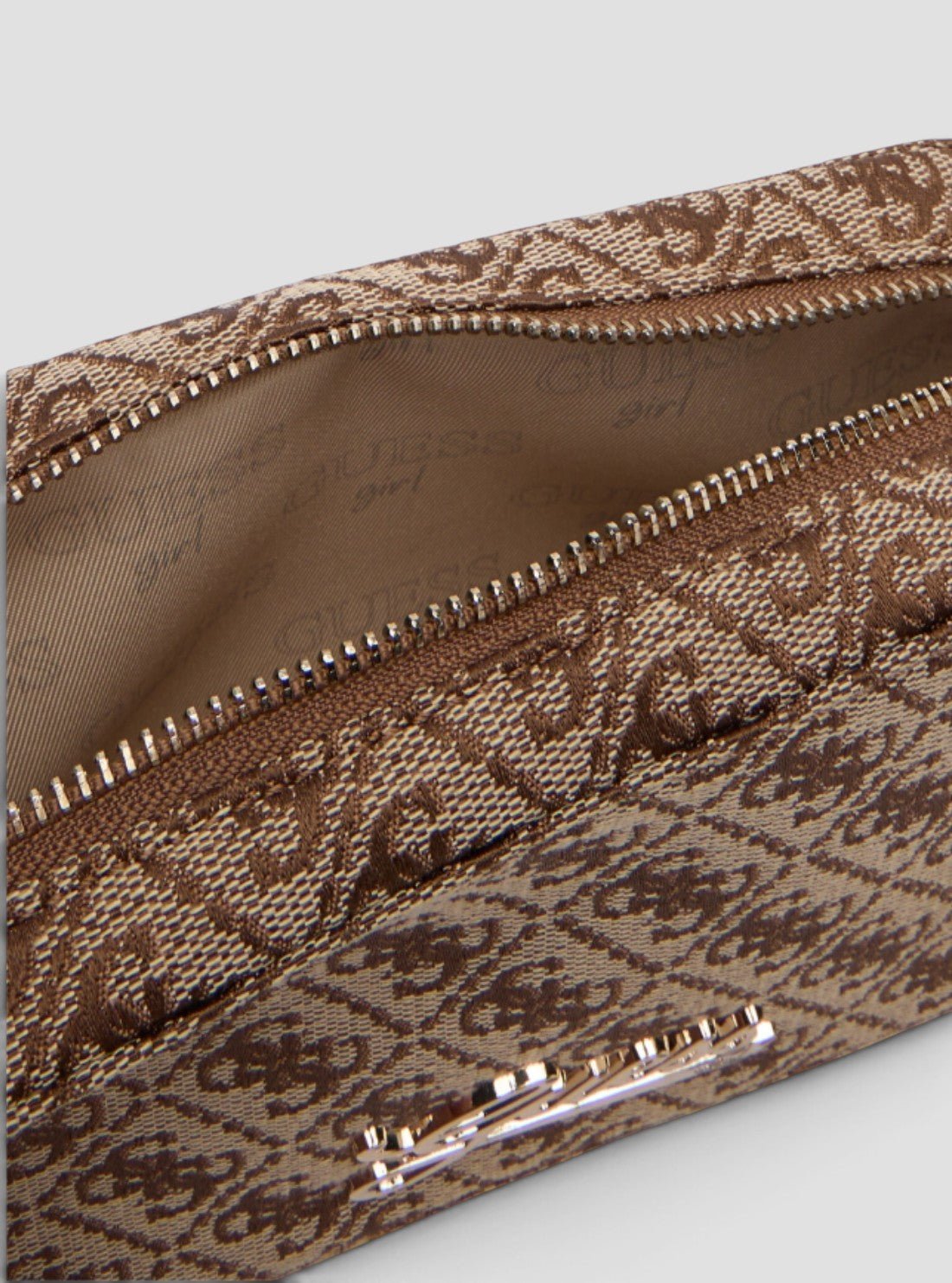 Guess Beige blanco logo jacquard camera bag