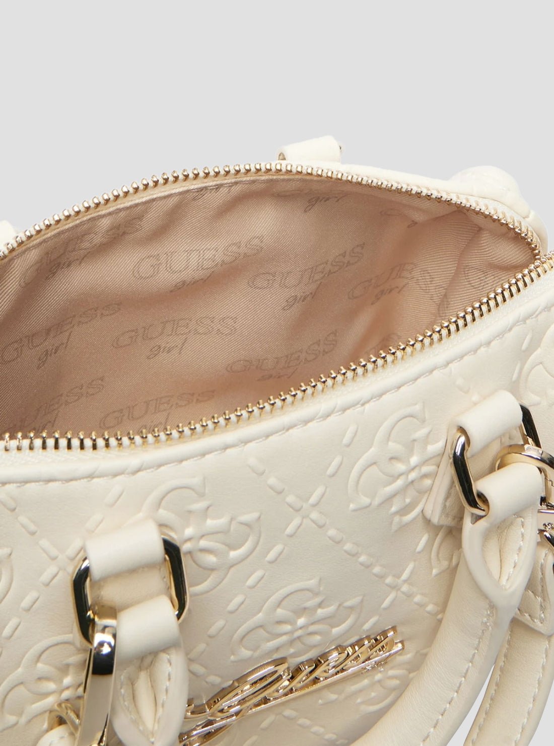 Guess Cream white logo mini box satchel
