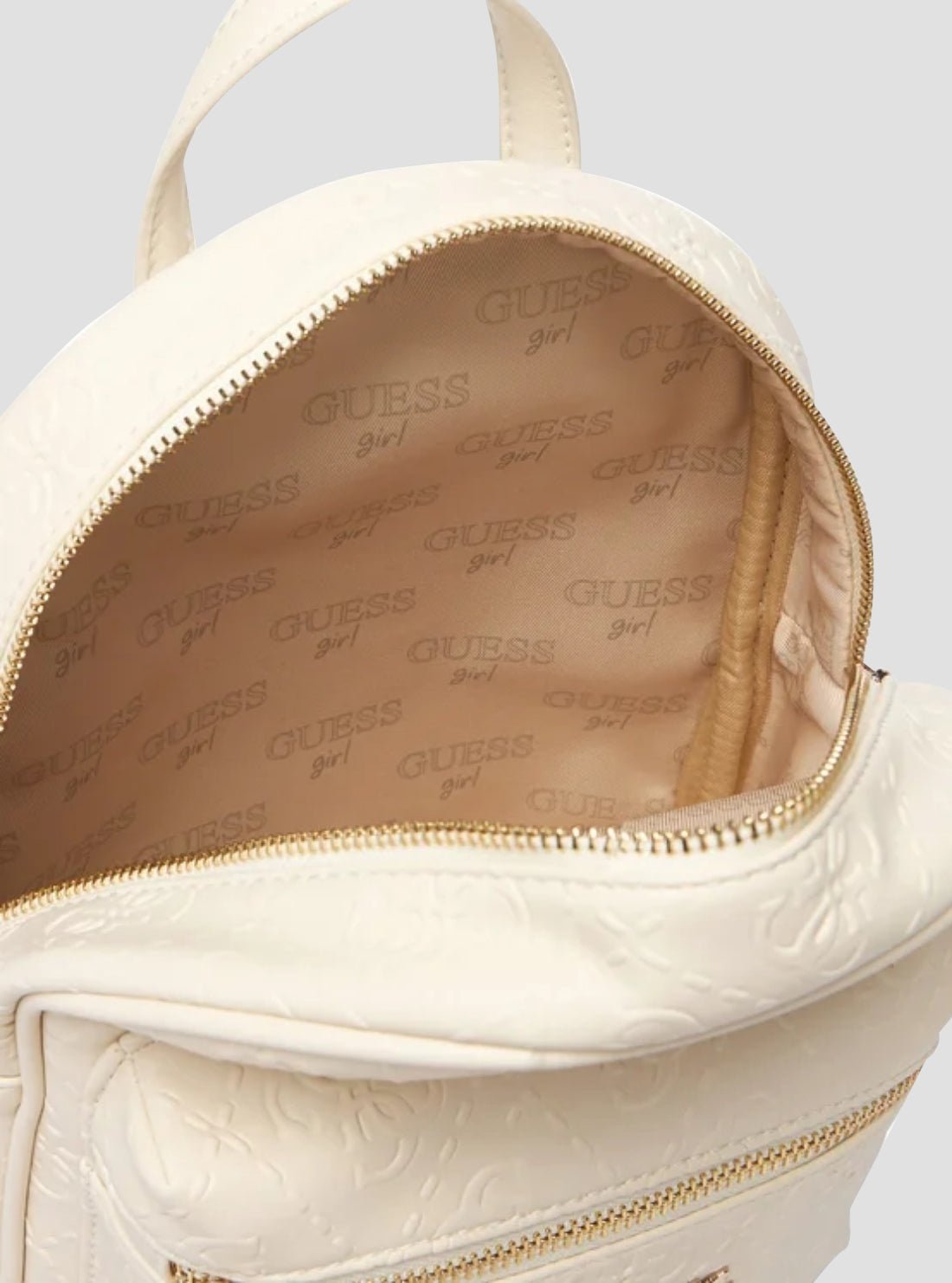 Guess Cream white logo mini backpack