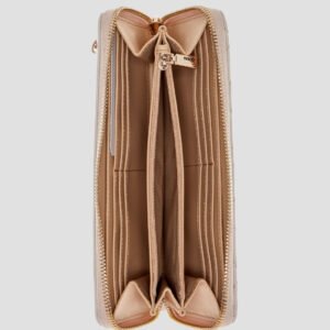 Guess Brown logo jessa large zip around wallet