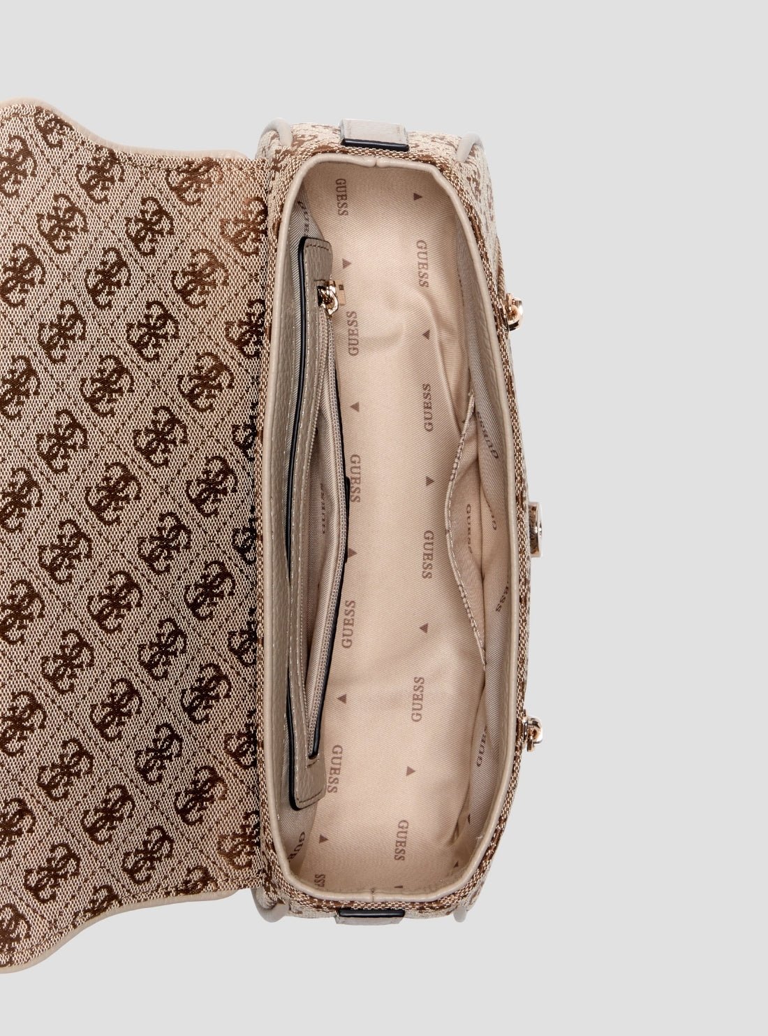 Guess Brown logo jessa flap crossbody bag