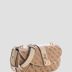 Guess Brown logo jessa flap crossbody bag