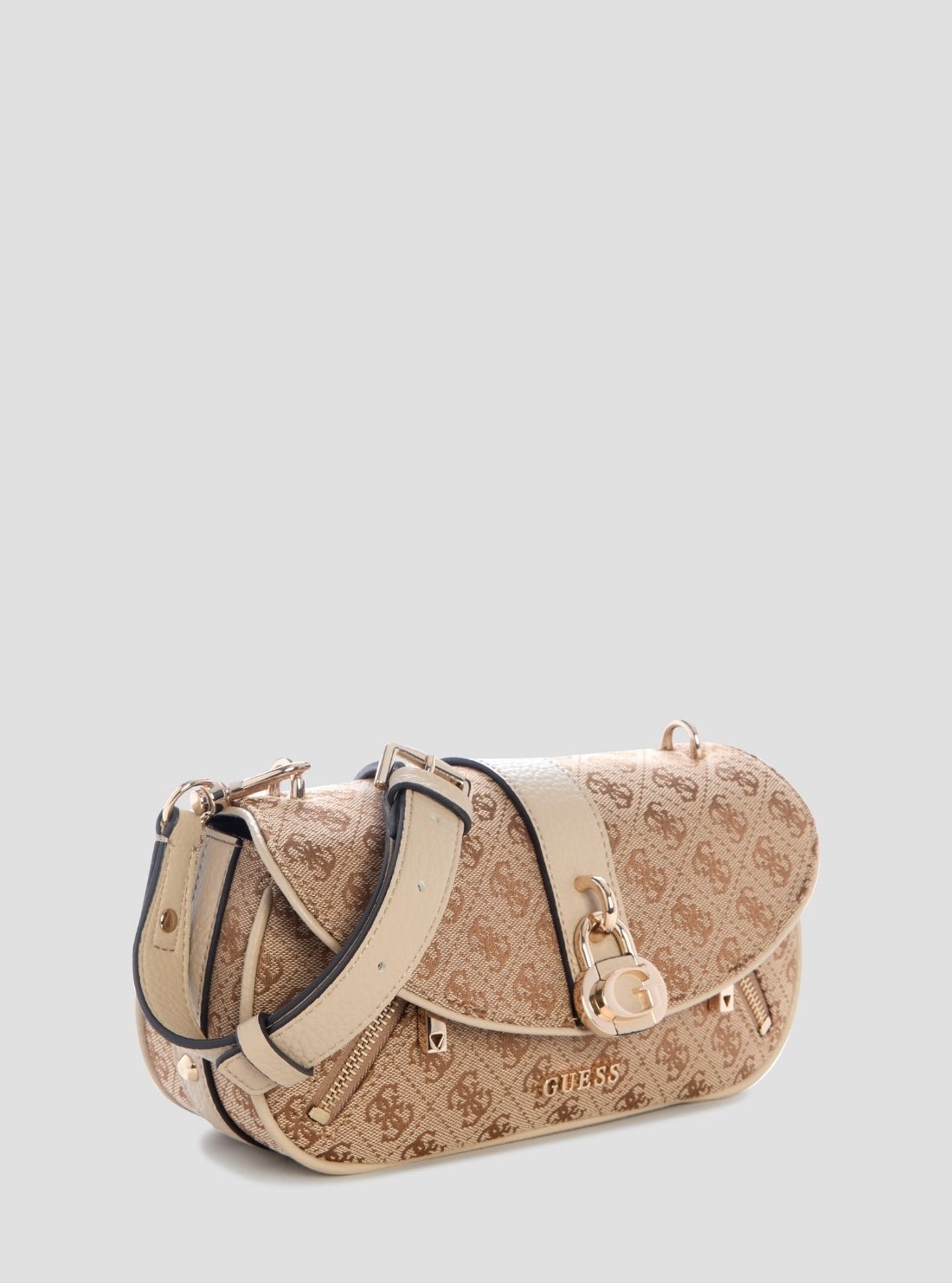 Guess Brown logo jessa flap crossbody bag