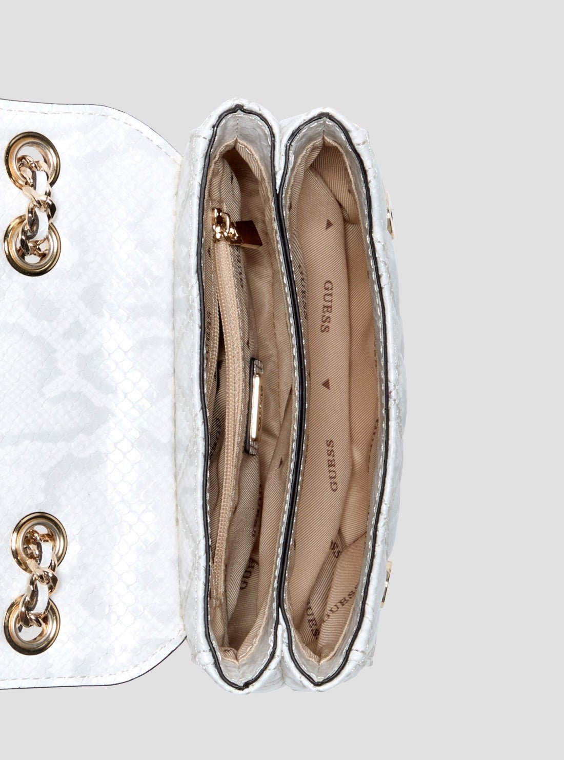 Guess Off-white giully 2 mini compartment flap bag