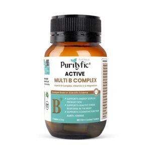 Purityfic Active Multi B Complex (30 Film Coated Tablets) – Energy Booster, Stress Relief & Vitamin B Support 1Bottle