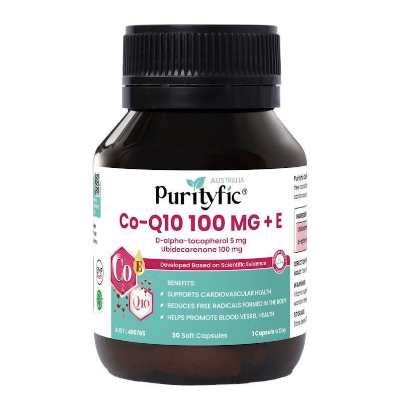 Purityfic Co-Q10 100 MG + E (30 Soft Capsules) 1Bottle