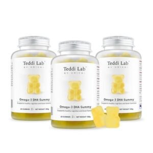 Teddi Lab by Unichi Omega-3 DHA Gummy x3 – Brain Memory & Eye Health, Vegan Algae Oil 3Bottles