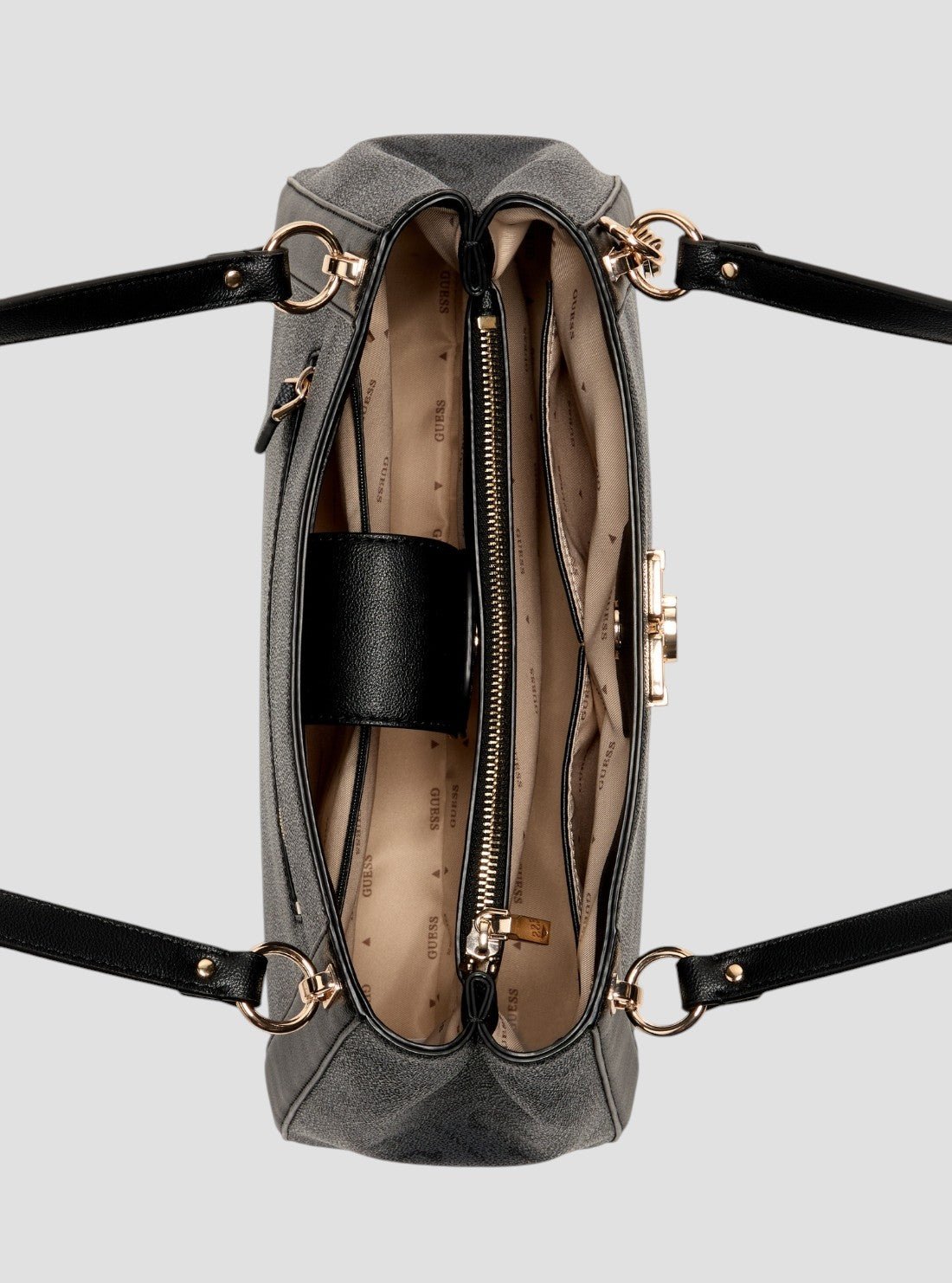Guess Black logo karnilla logo girlfriend carryall