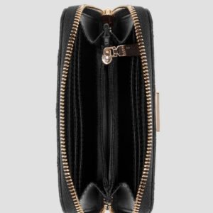 Guess Black logo janie medium zip around wallet