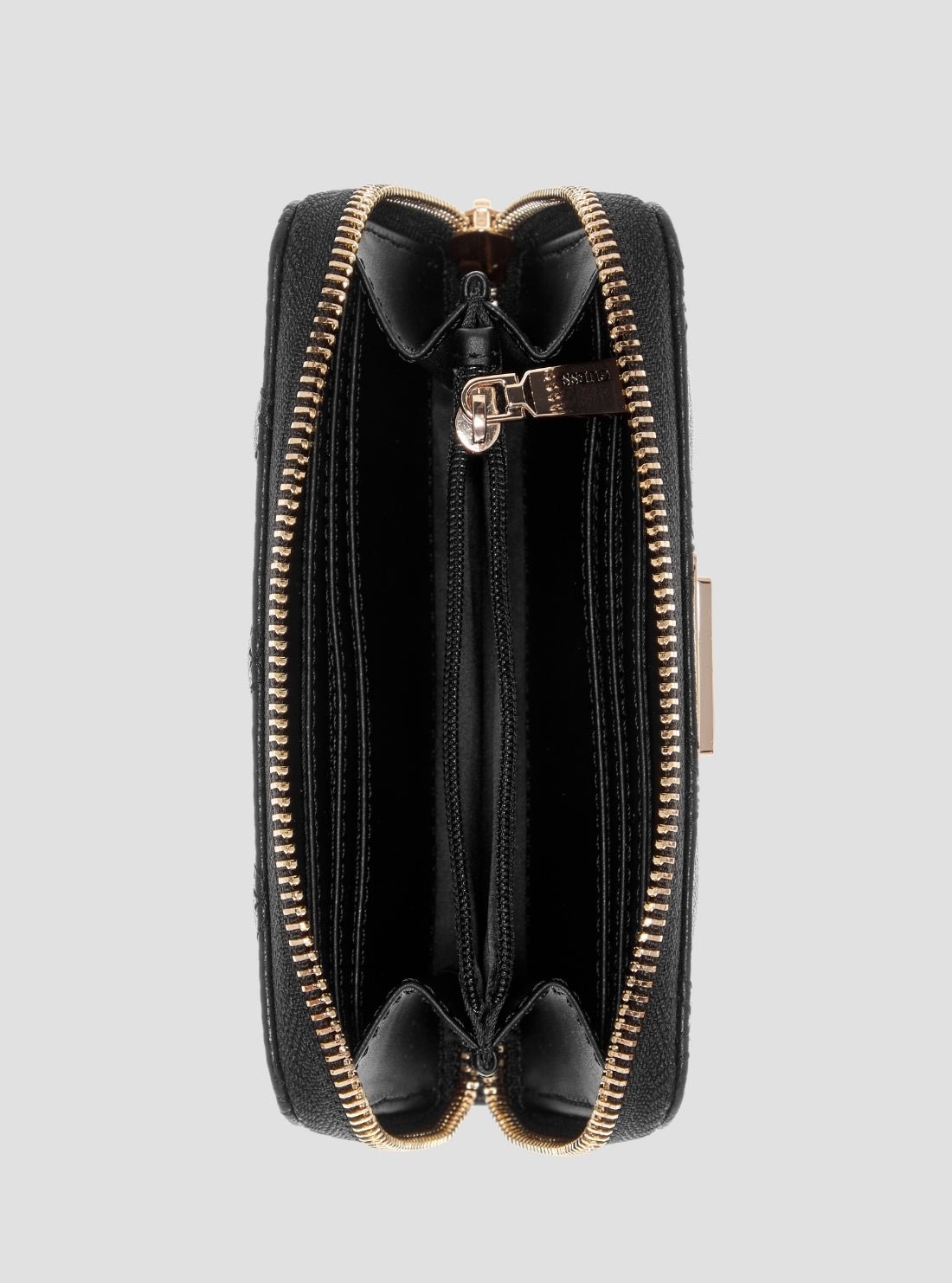 Guess Black logo janie medium zip around wallet