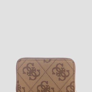 Guess Brown logo janie medium zip around wallet