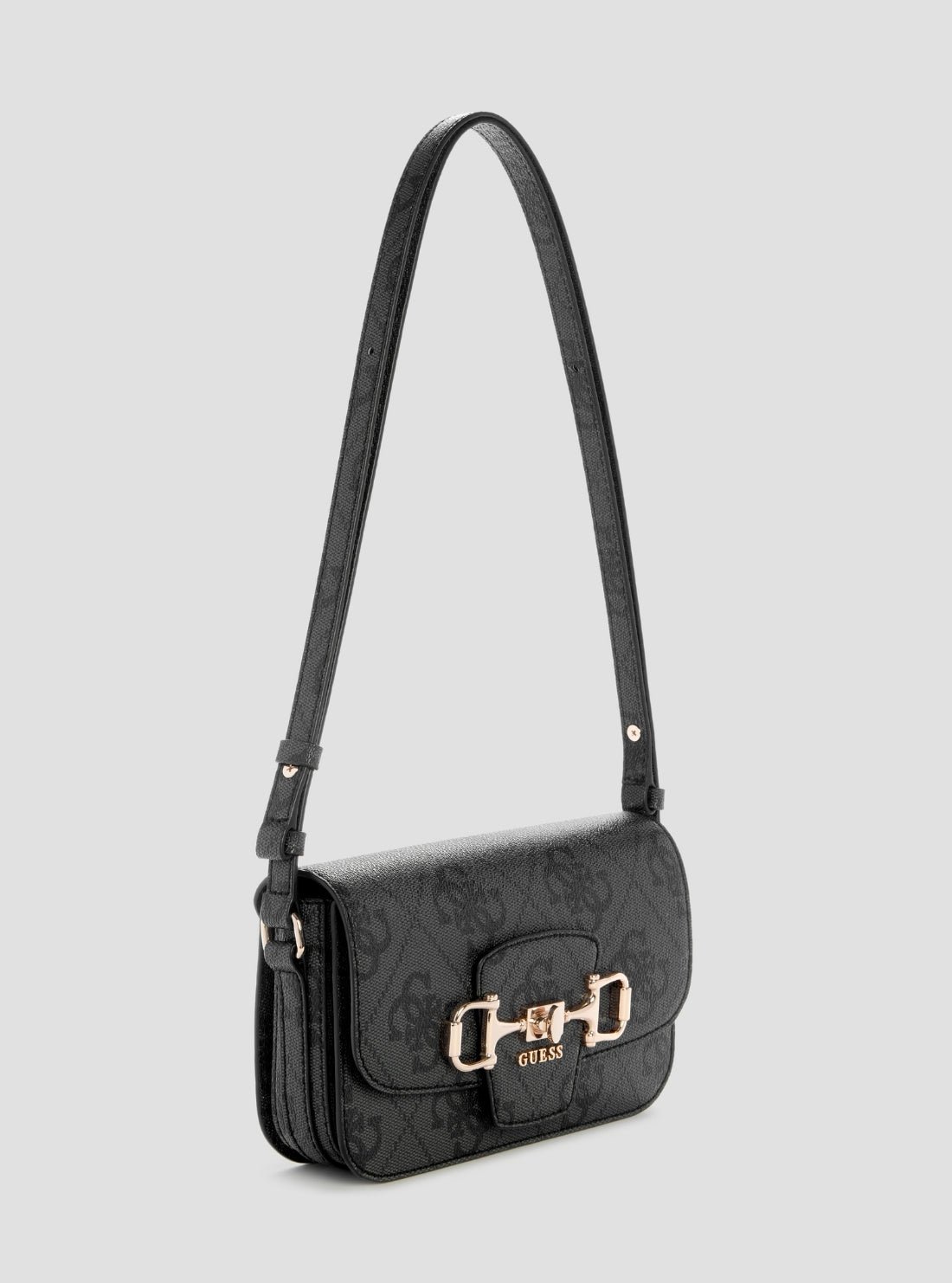 Guess Black logo janie convertible crossbody flap bag
