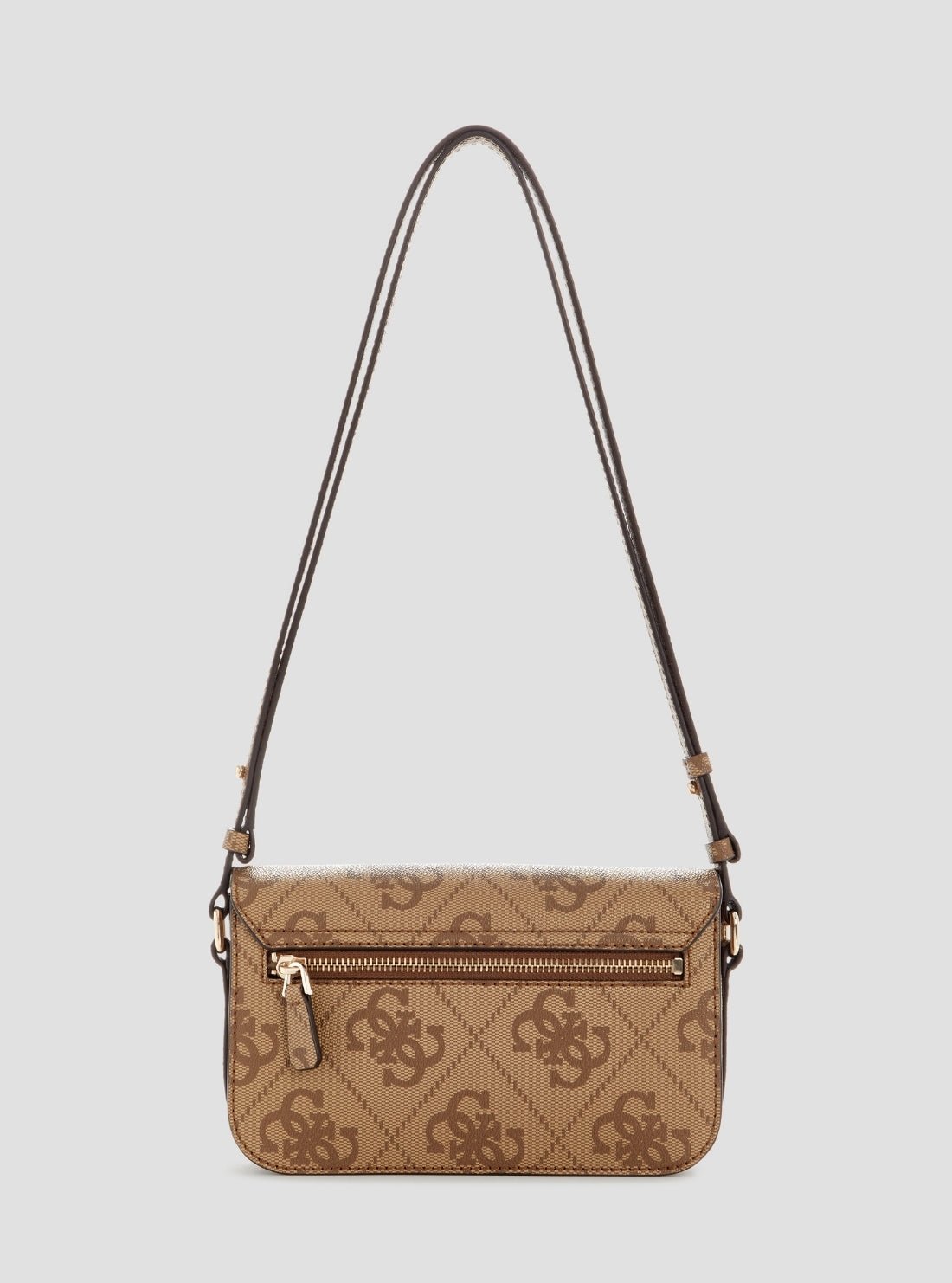 Guess Brown logo janie convertible crossbody flap bag