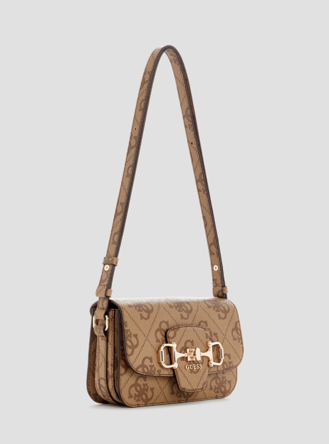 Guess Brown logo janie convertible crossbody flap bag