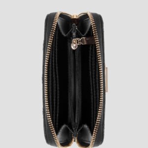 Guess Black logo laurel medium zip around wallet