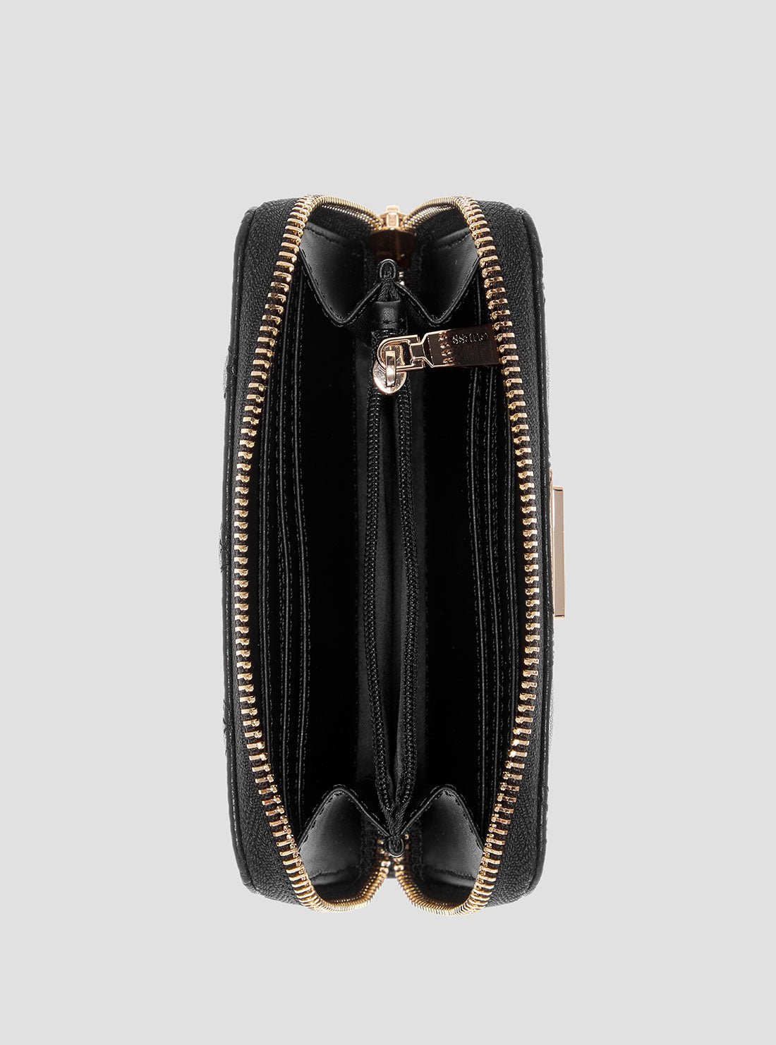 Guess Black logo laurel medium zip around wallet
