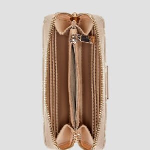 Guess Brown logo laurel medium zip around wallet