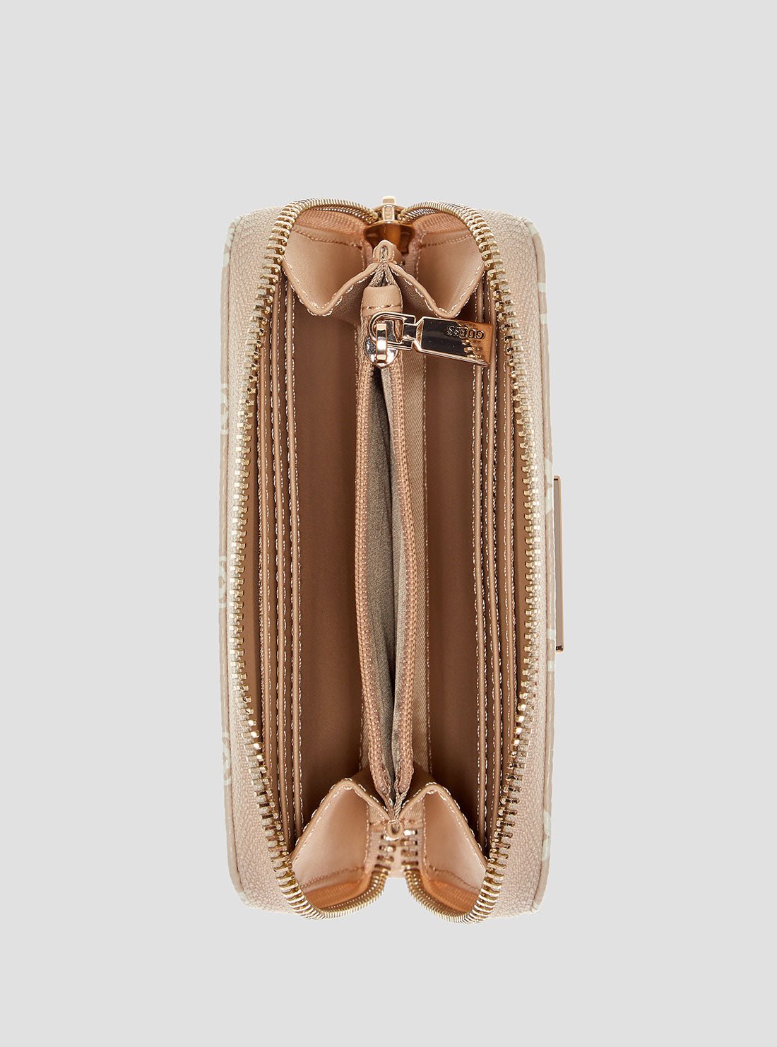 Guess Brown logo laurel medium zip around wallet