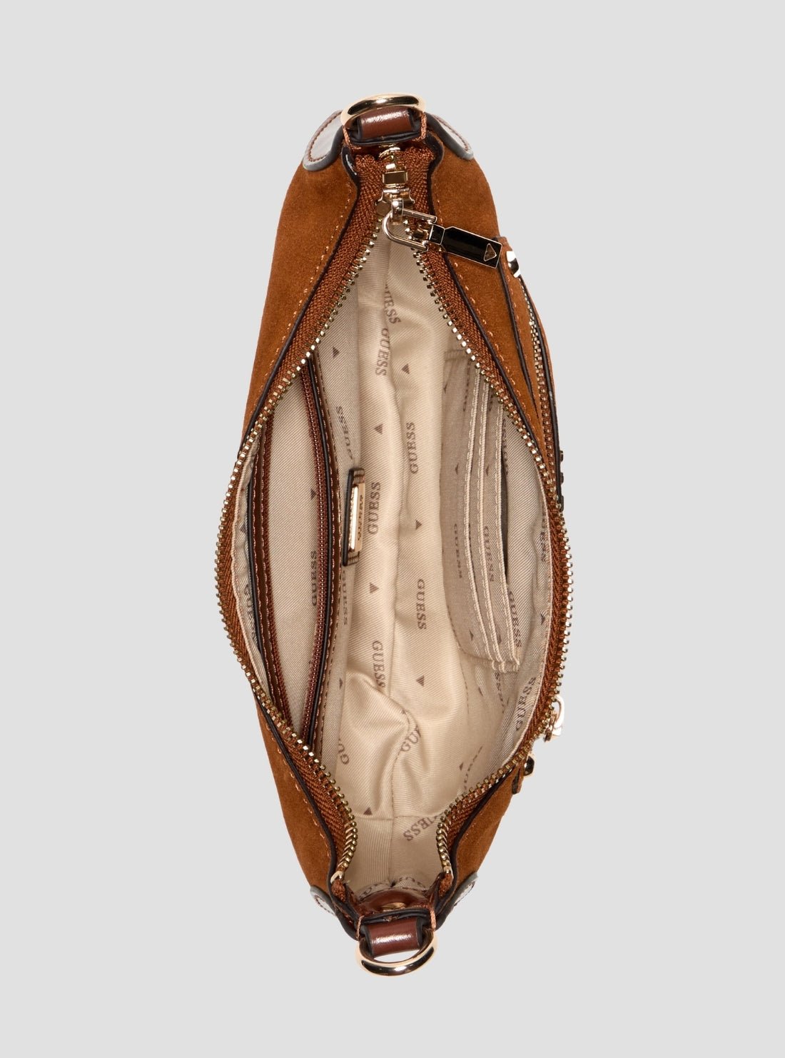 Guess Brown marsha suede mini crossbody bag