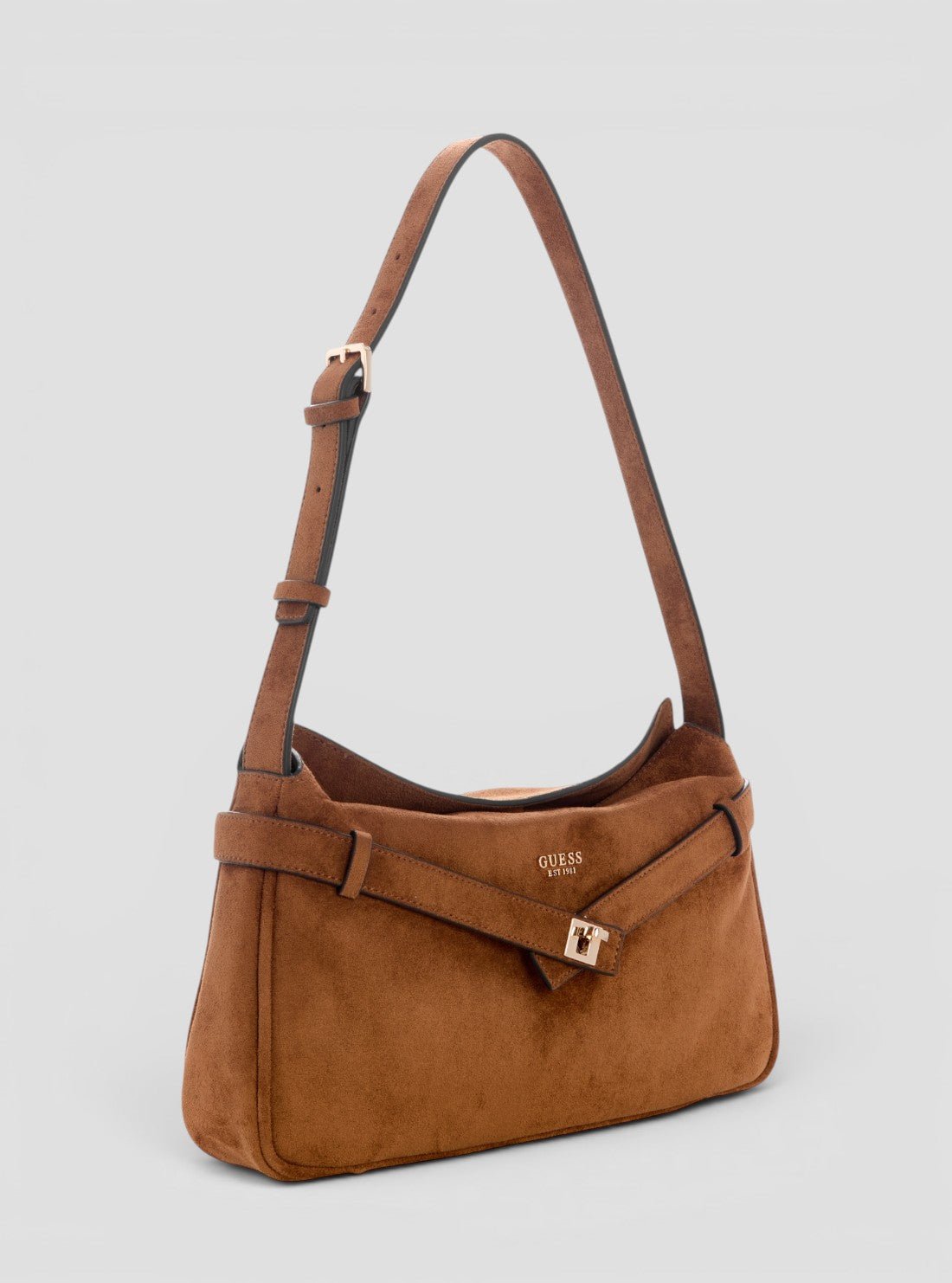 Guess Cognac ella faux-suede shoulder bag