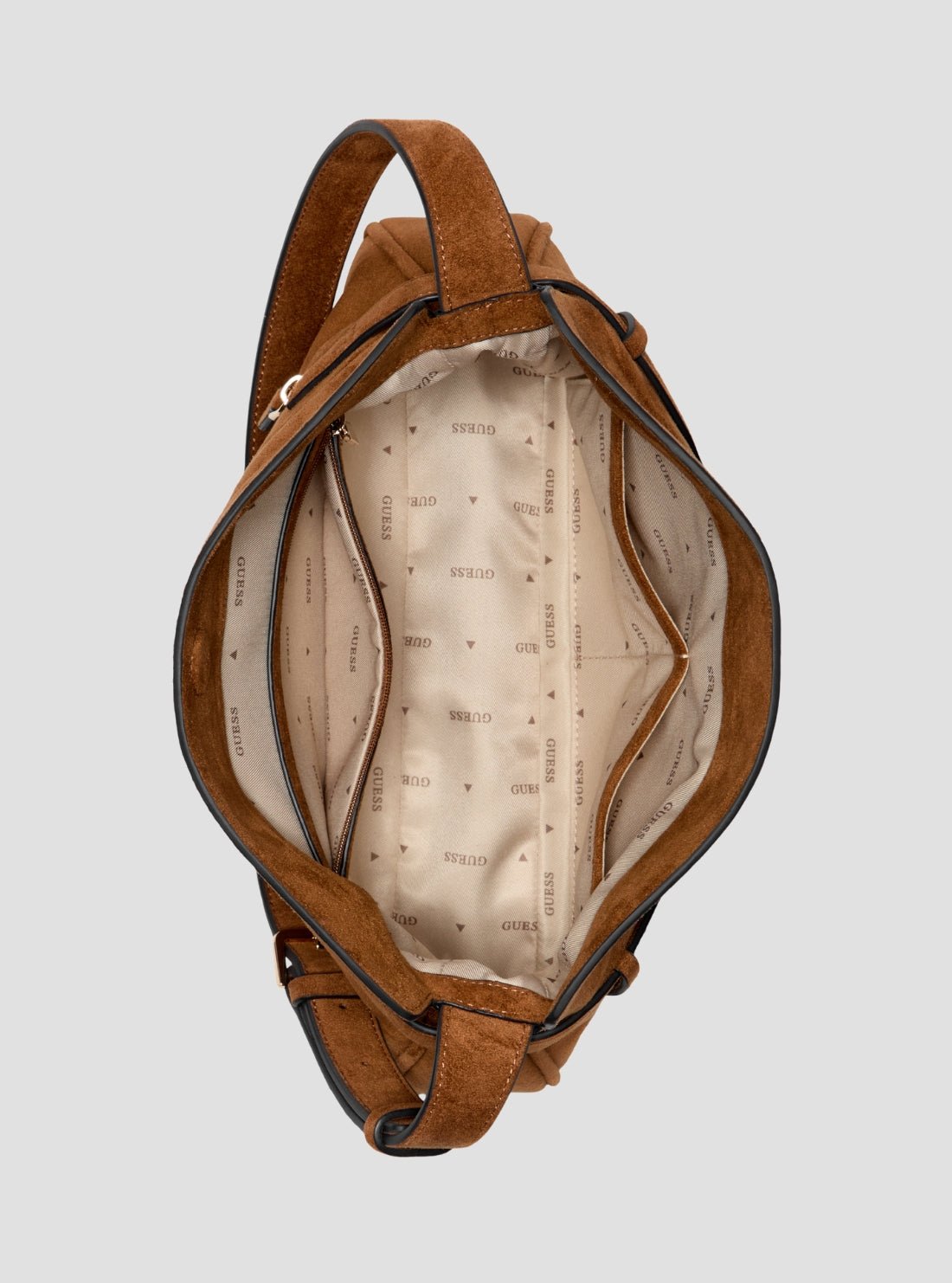 Guess Cognac ella faux-suede shoulder bag