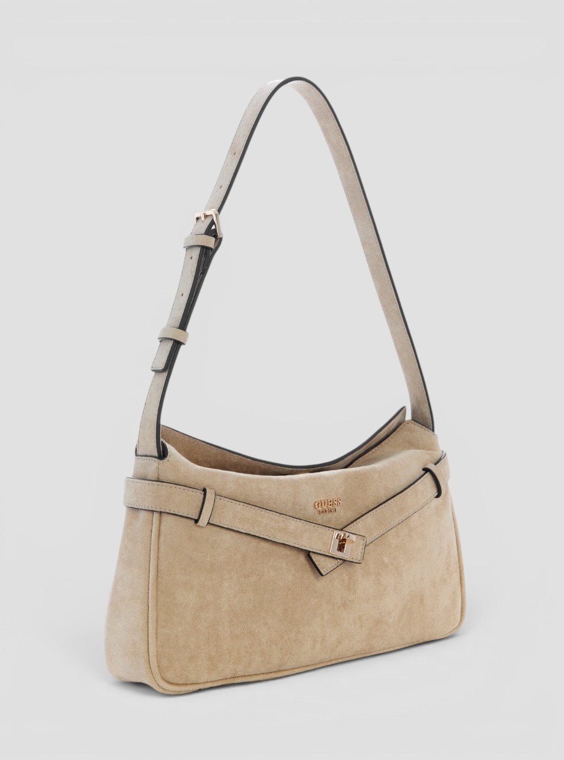 Guess Taupe ella faux-suede shoulder bag