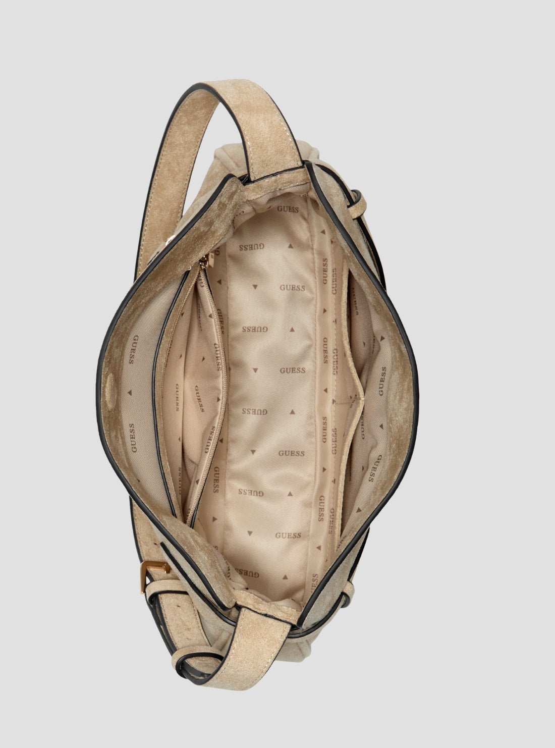 Guess Taupe ella faux-suede shoulder bag