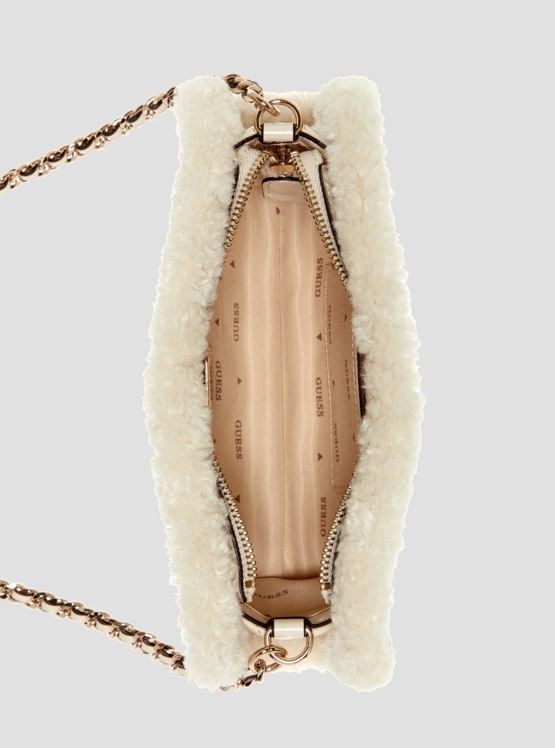 Guess White cristi top zip crossbody mini bag