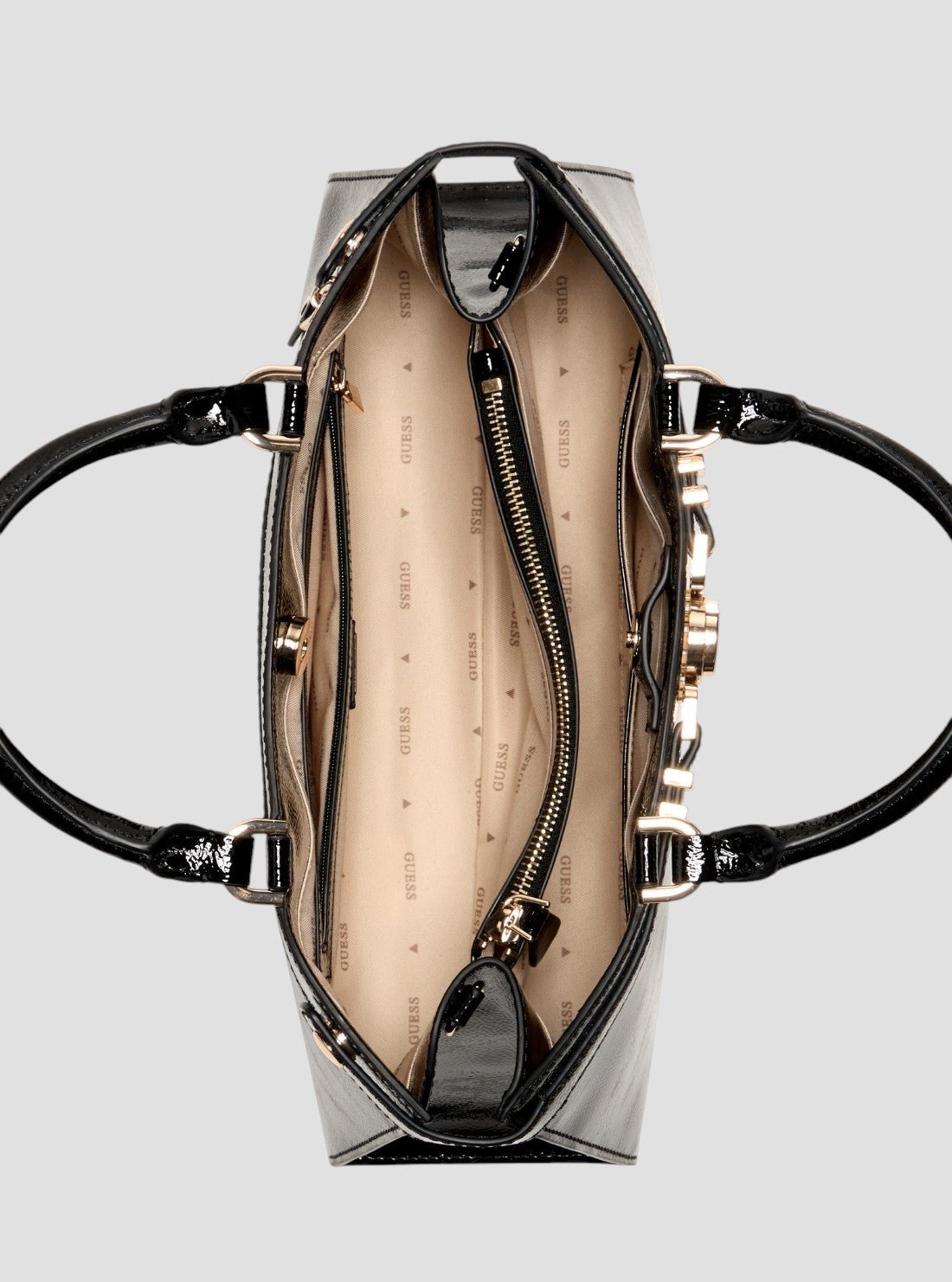 Guess Black cirene triple compartment satchel bag