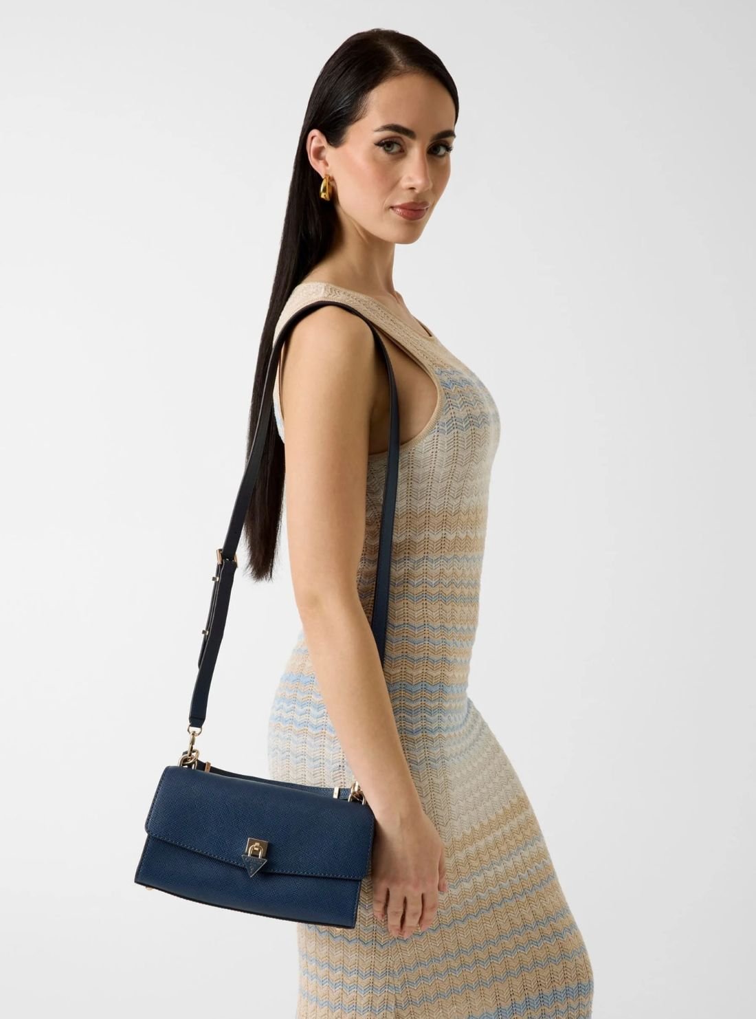 Guess Blue patsie top handle flap bag