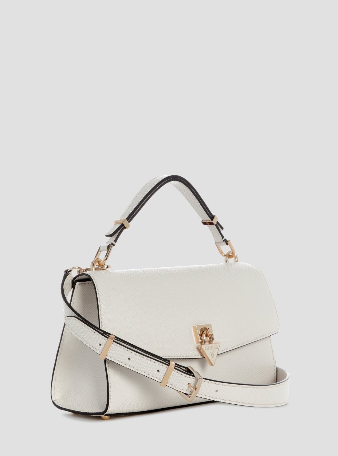 Guess White patsie top handle flap bag
